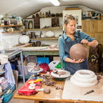 Imogen Taylor Noble at work in her studio 2018